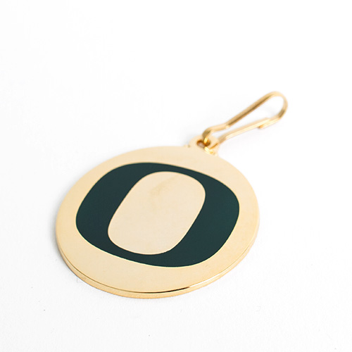 Classic Oregon O, Gold & Green, Zipper, Pull, Keychain